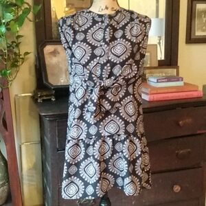 Loft Black Medallion Print Long Sleeve Tunic Dress